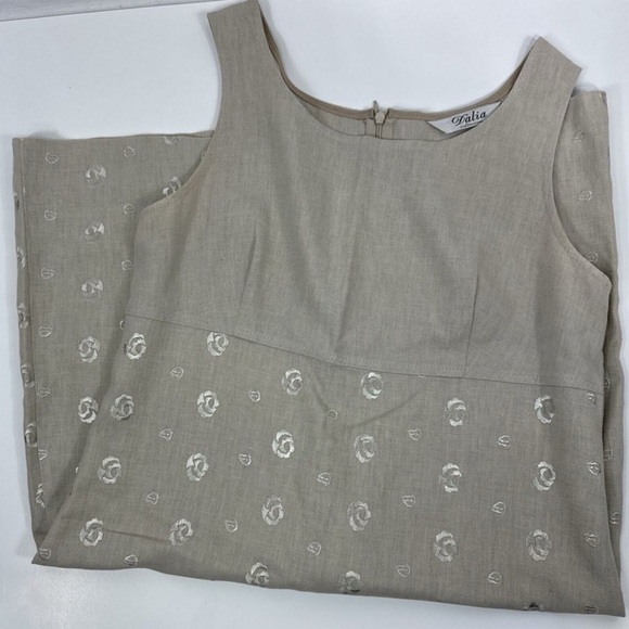 Dalia Cream/Tan linen Sheath Midi Dress - Picture 2 of 7